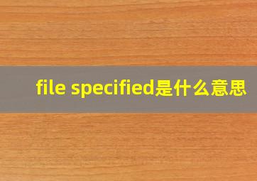 file specified是什么意思